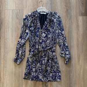 Zara Navy and Beige Paisley Dress